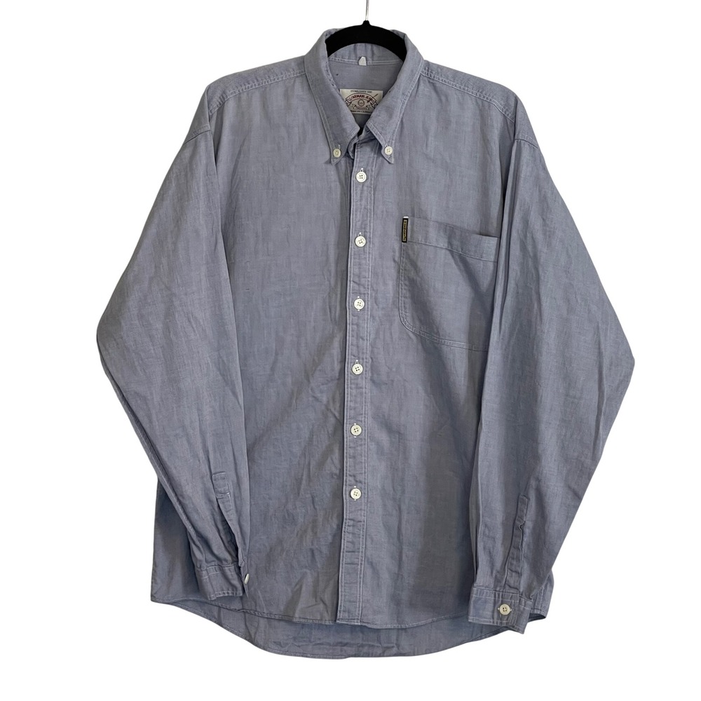 Armani Jeans Mens Vintage 90s Blue Micro Check Button Down Shirt Size M Italy